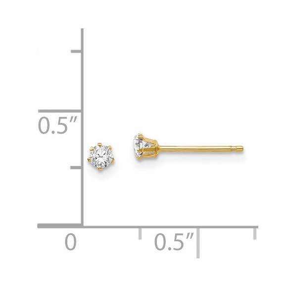 14k Yellow Gold Madi K Children's Kids Girls Jewelry CZ Stud Post Earrings